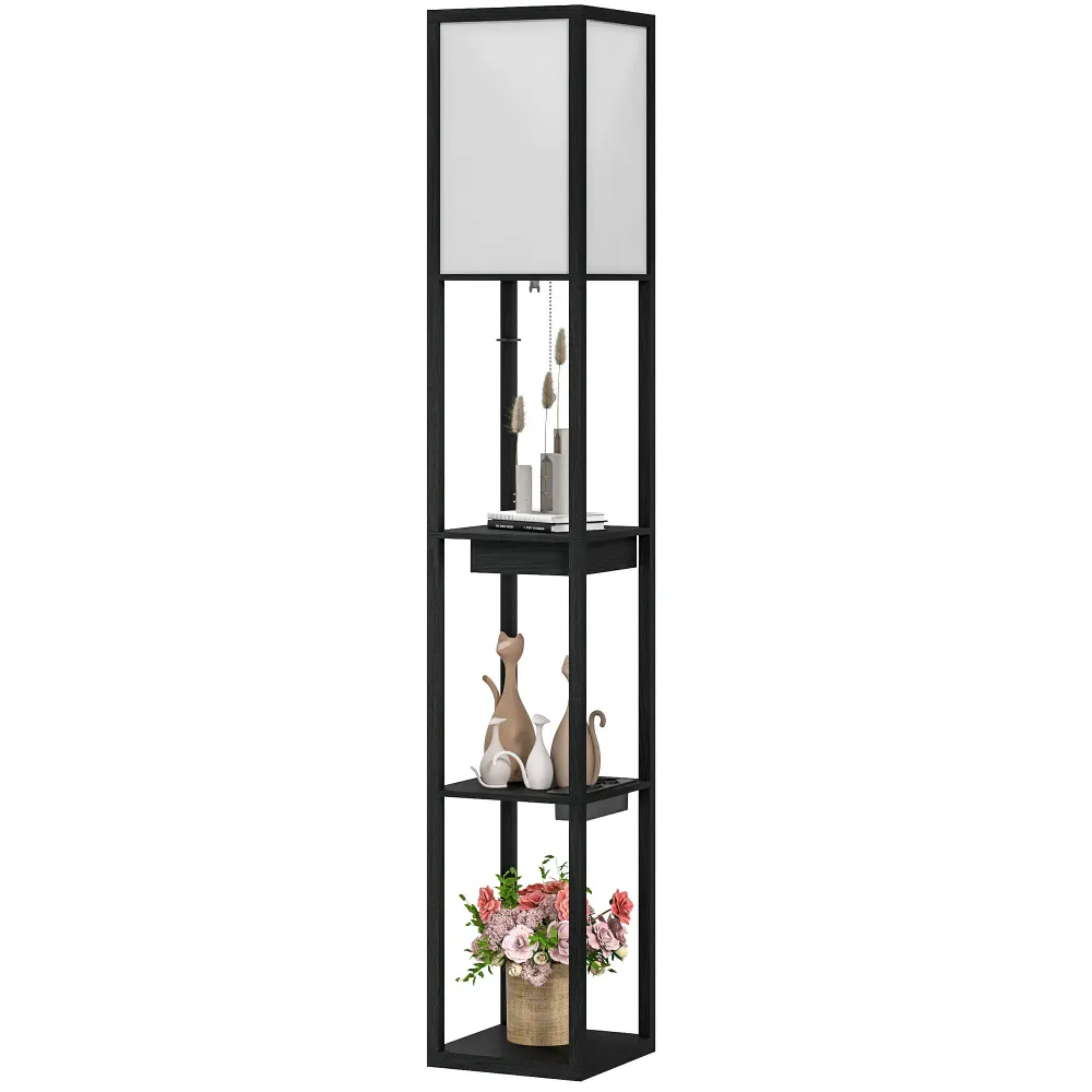 Nancy's Gizzeria Vloerlamp - Staande Lamp - Zwart / Wit Aosom