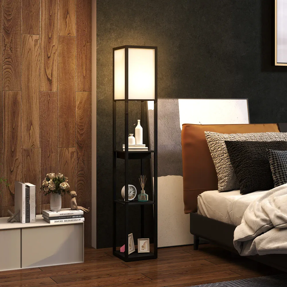 Nancy's Gizzeria Vloerlamp - Staande Lamp - Zwart / Wit Aosom
