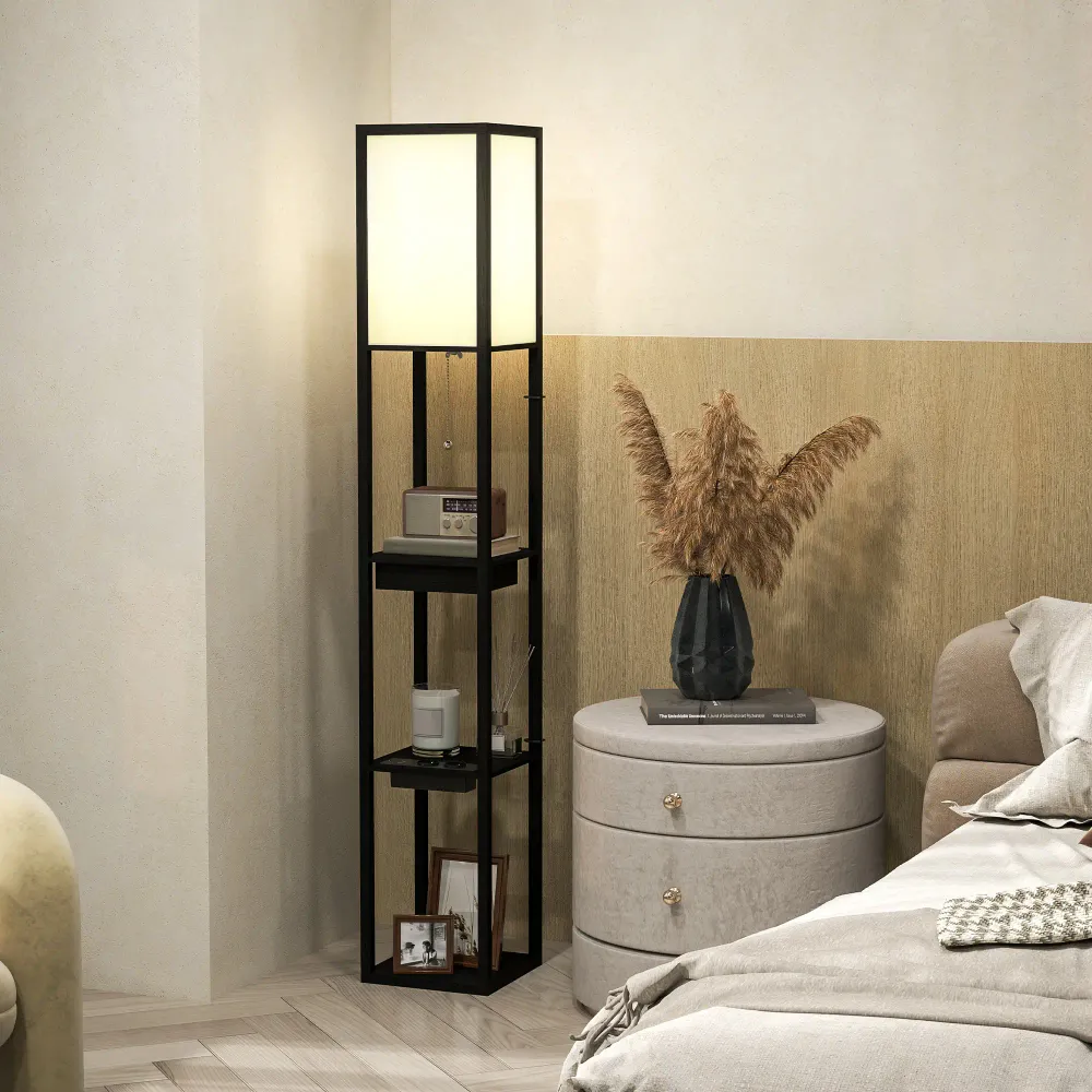 Nancy's Gizzeria Vloerlamp - Staande Lamp - Zwart / Wit Aosom