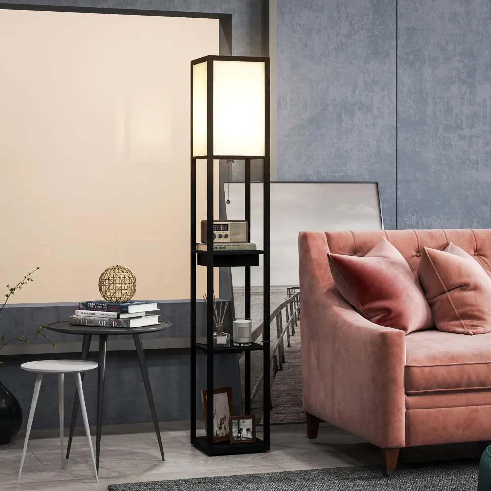 Nancy's Gizzeria Vloerlamp - Staande Lamp - Zwart / Wit Aosom