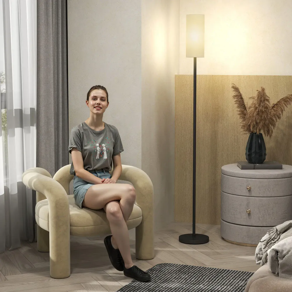 Nancy's Godiasco Vloerlamp - Staande Lamp - Voetschakelaar - Zwart / Wit Aosom