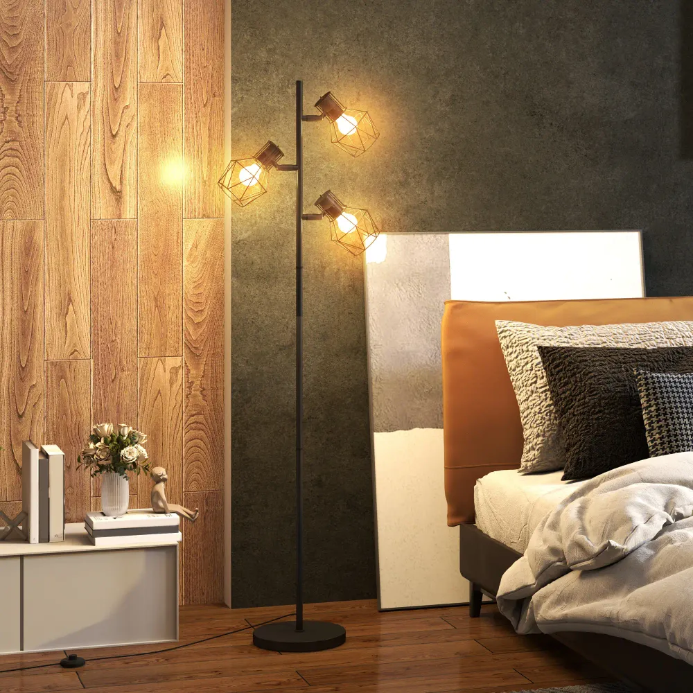 Nancy's Maceria Vloerlamp - Staande Lamp - Staande Verlichting - Modern - Zwart - Staal Aosom