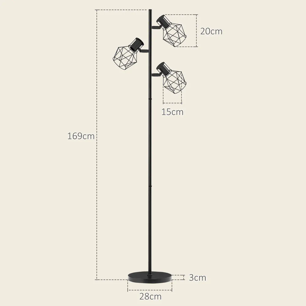 Nancy's Maceria Vloerlamp - Staande Lamp - Staande Verlichting - Modern - Zwart - Staal Aosom