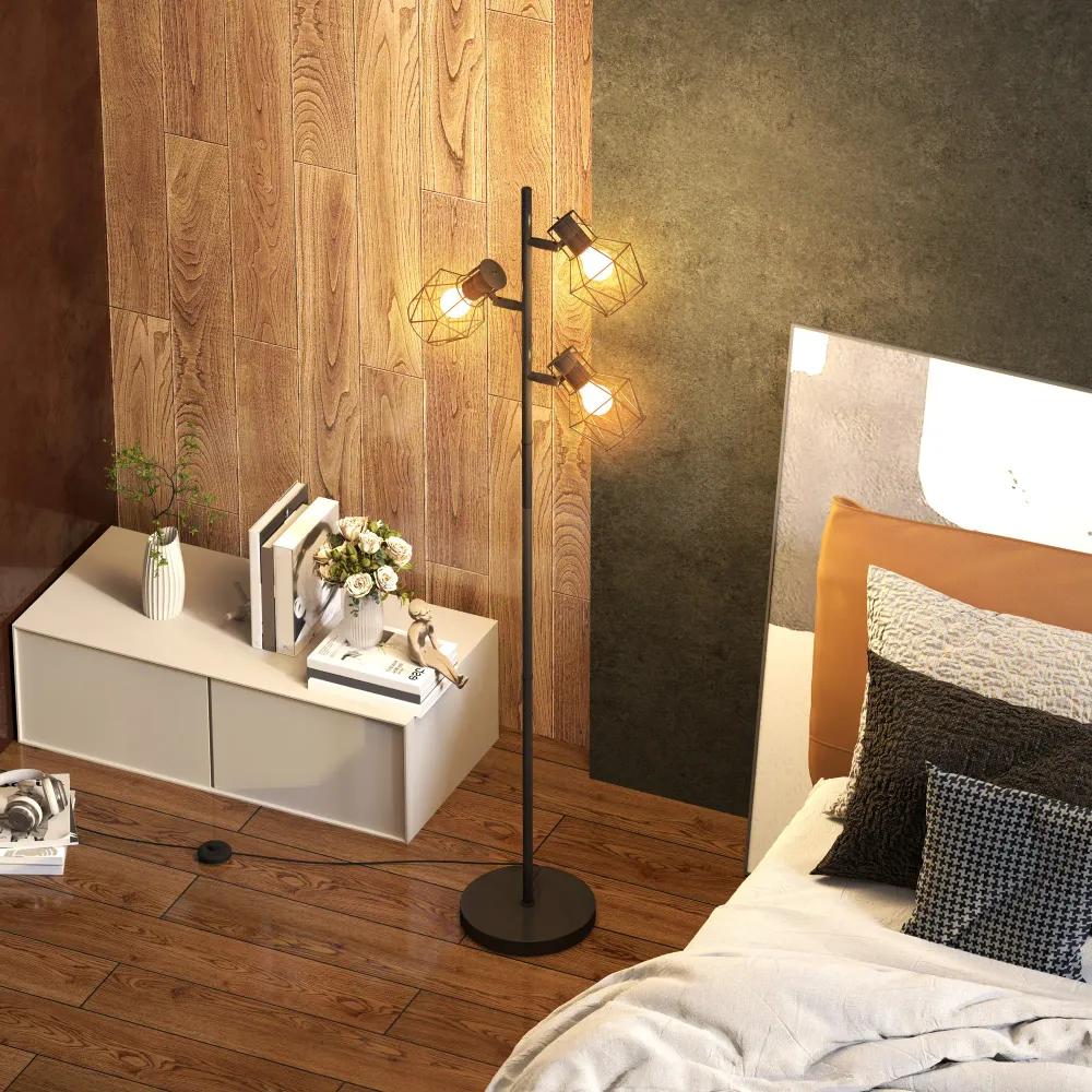 Nancy's Maceria Vloerlamp - Staande Lamp - Staande Verlichting - Modern - Zwart - Staal Aosom