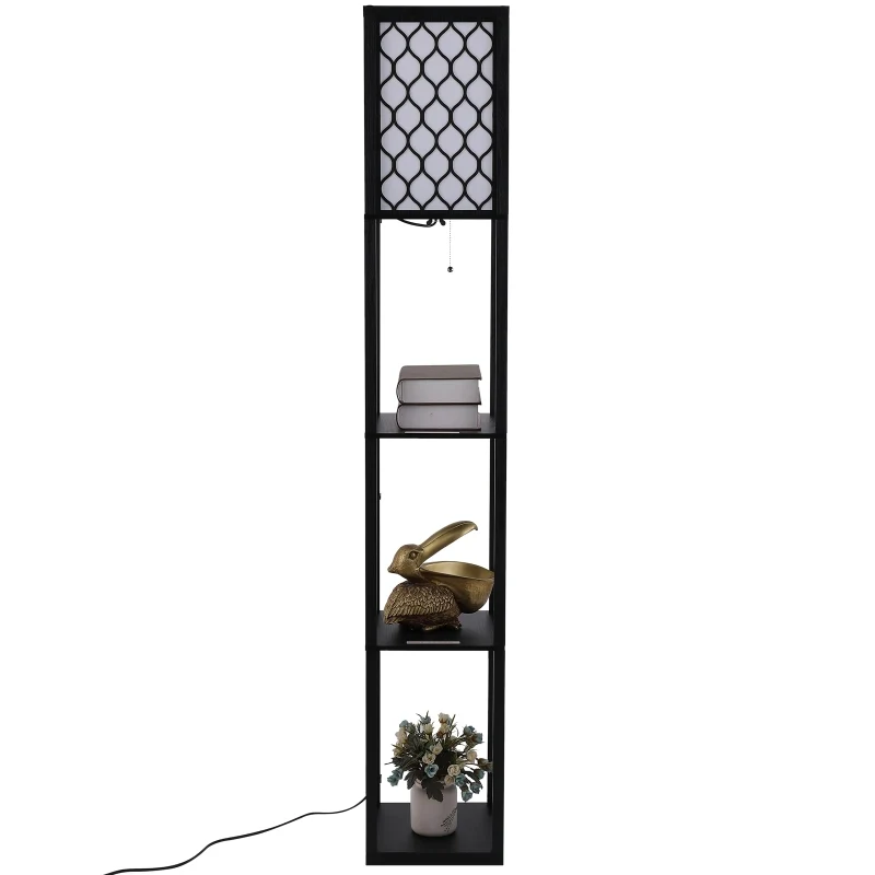 Nancy's Monto Vloerlamp - Staande lamp - Met Opbergruimte - Zwart - 160 cm hoog Aosom