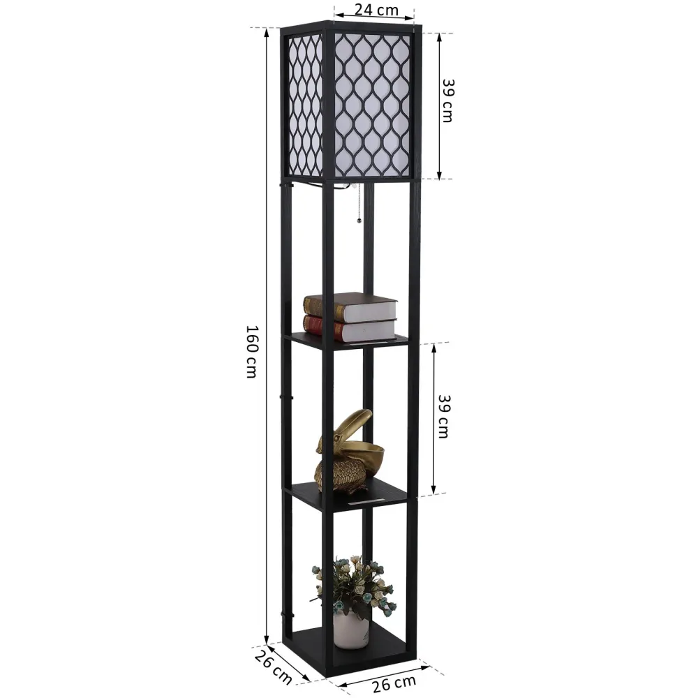 Nancy's Monto Vloerlamp - Staande lamp - Met Opbergruimte - Zwart - 160 cm hoog Aosom