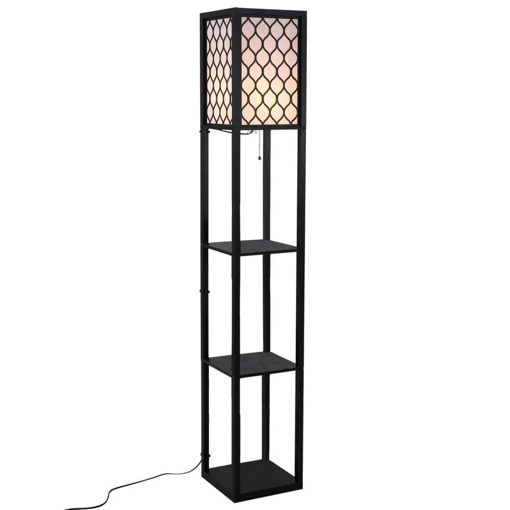 Nancy's Monto Vloerlamp - Staande lamp - Met Opbergruimte - Zwart - 160 cm hoog Aosom