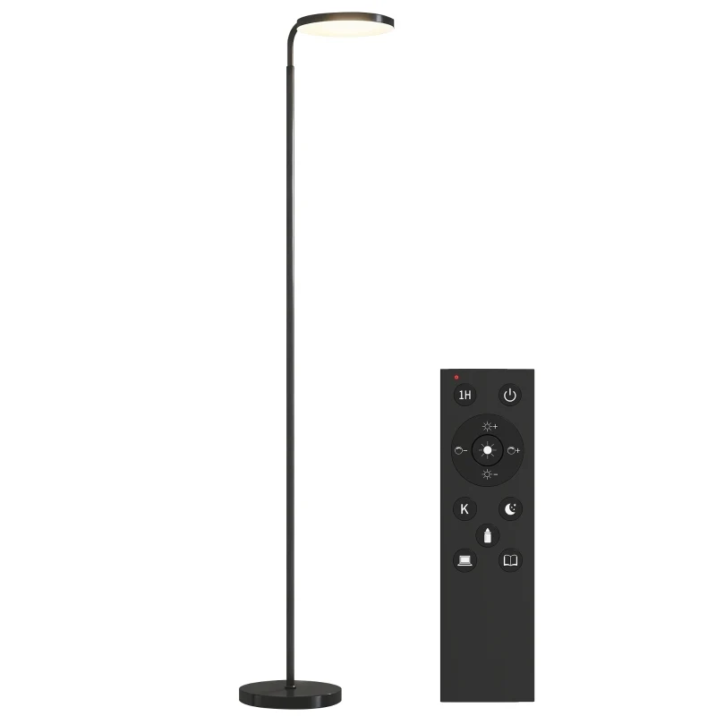 Nancy's Pareto Vloerlamp - Staande Lamp - Aanpasbare LED-Verlichting - Draaibare Kop - Zwart - Staal Aosom