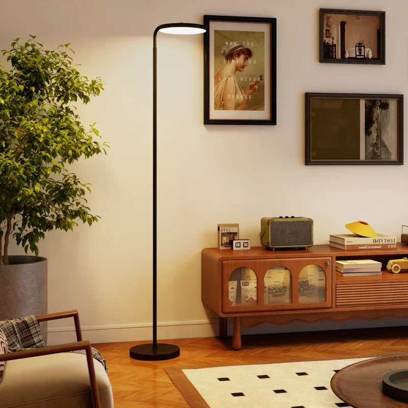 Nancy's Pareto Vloerlamp - Staande Lamp - Aanpasbare LED-Verlichting - Draaibare Kop - Zwart - Staal Aosom