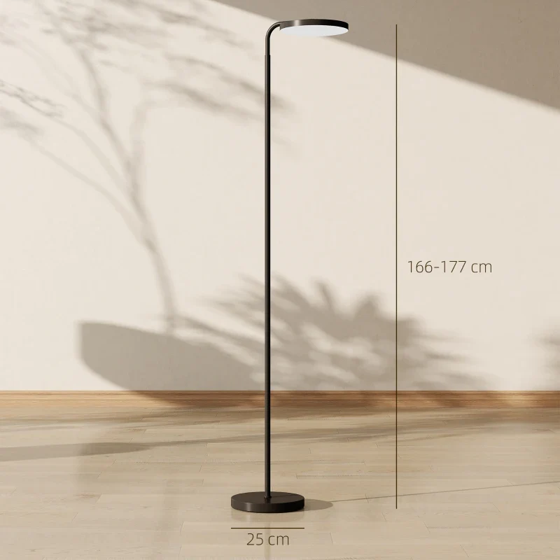 Nancy's Pareto Vloerlamp - Staande Lamp - Aanpasbare LED-Verlichting - Draaibare Kop - Zwart - Staal Aosom