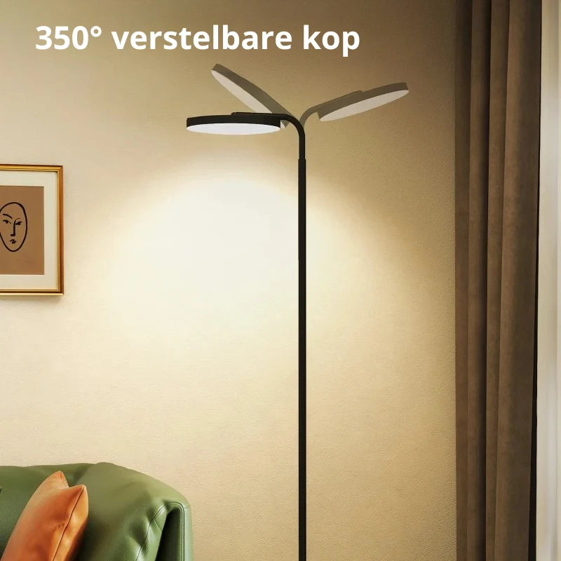 Nancy's Pareto Vloerlamp - Staande Lamp - Aanpasbare LED-Verlichting - Draaibare Kop - Zwart - Staal Aosom