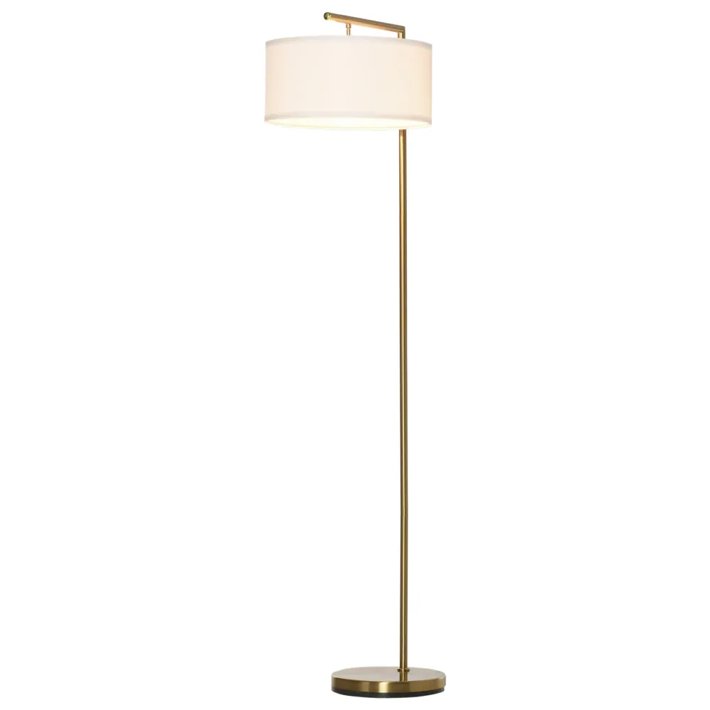 Nancy's Springville Vloerlamp - Staande Lamp - Goud / Wit - Staal / Stof Aosom