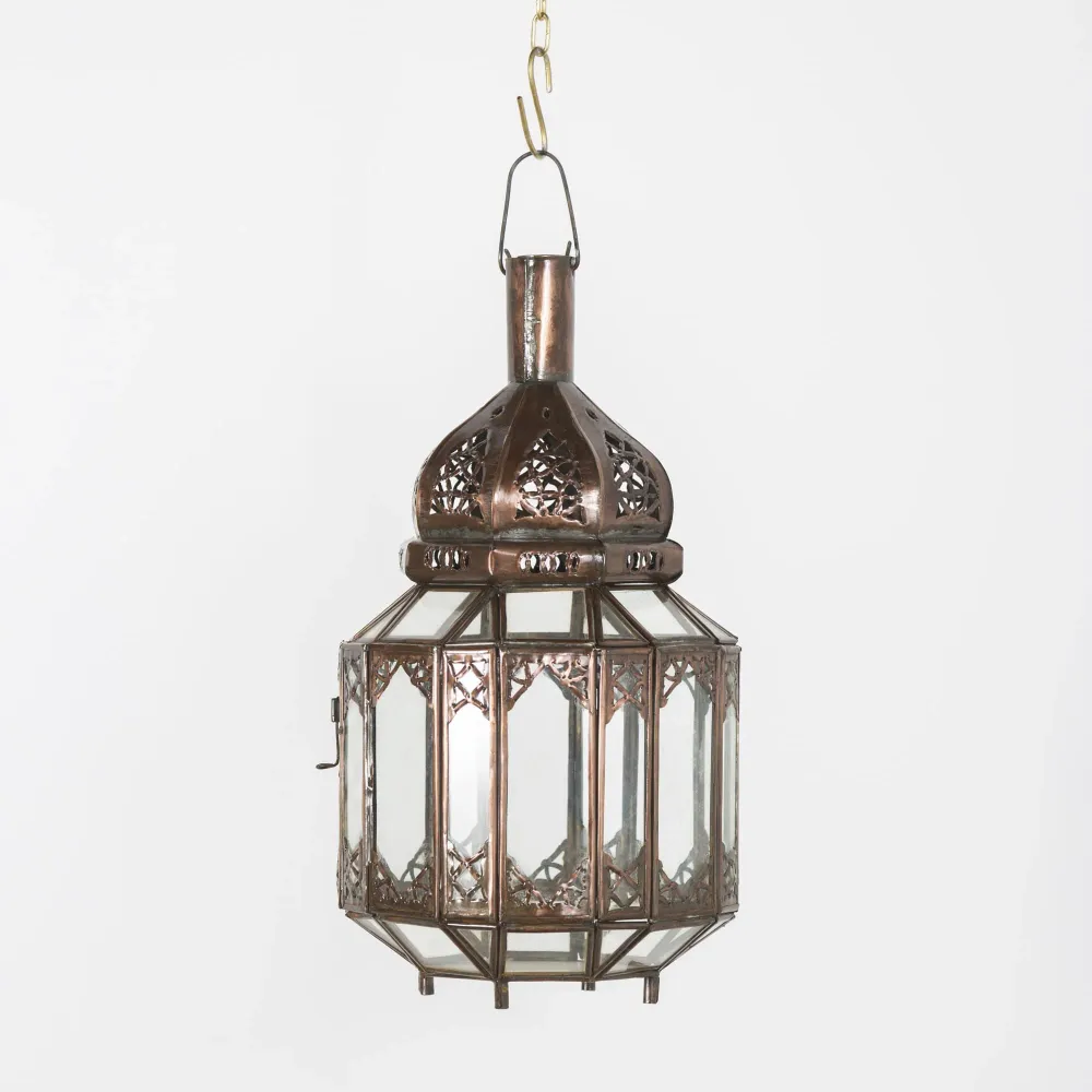 Arabische achthoekige glazen lantaarn A7 35x18x18