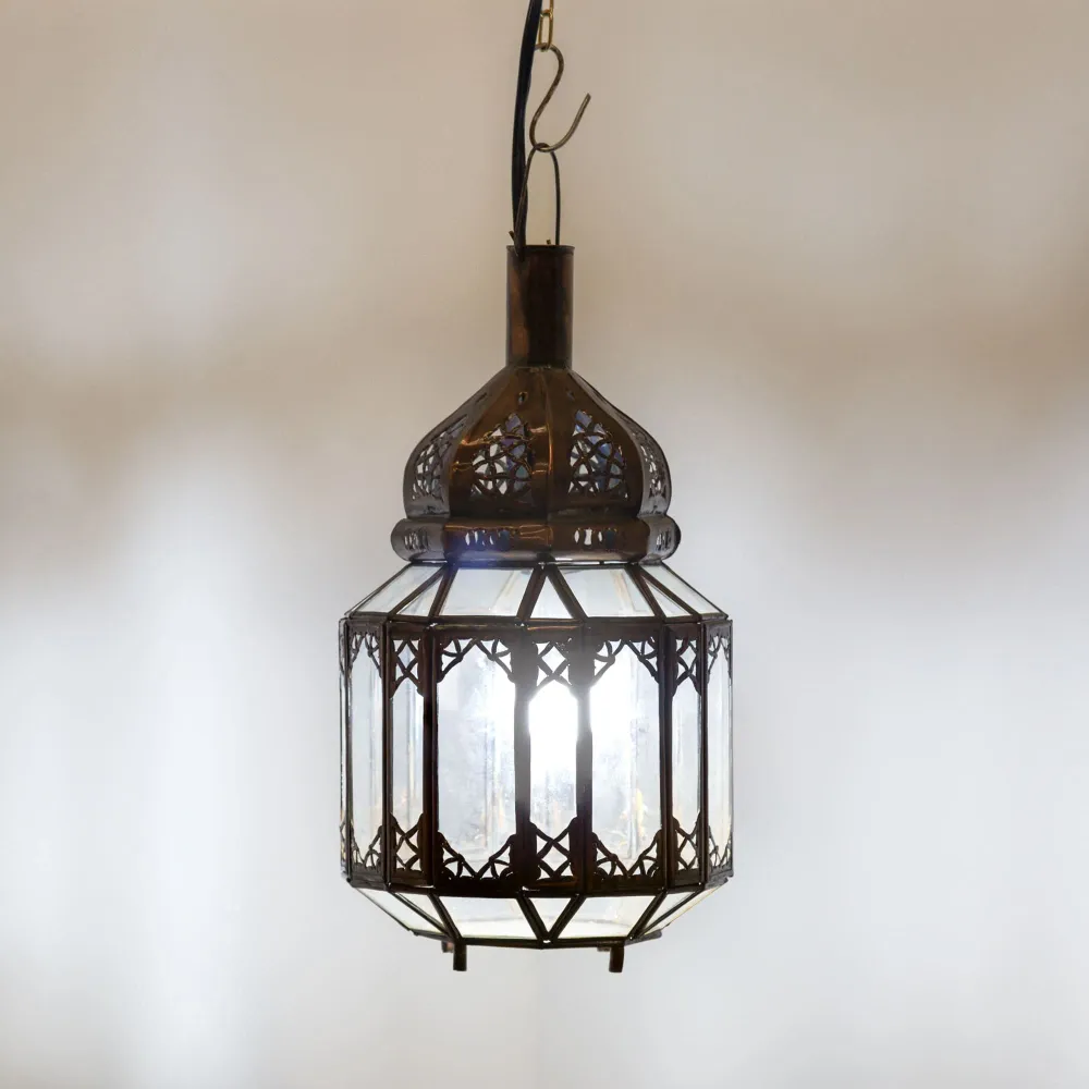Arabische achthoekige glazen lantaarn A7 35x18x18