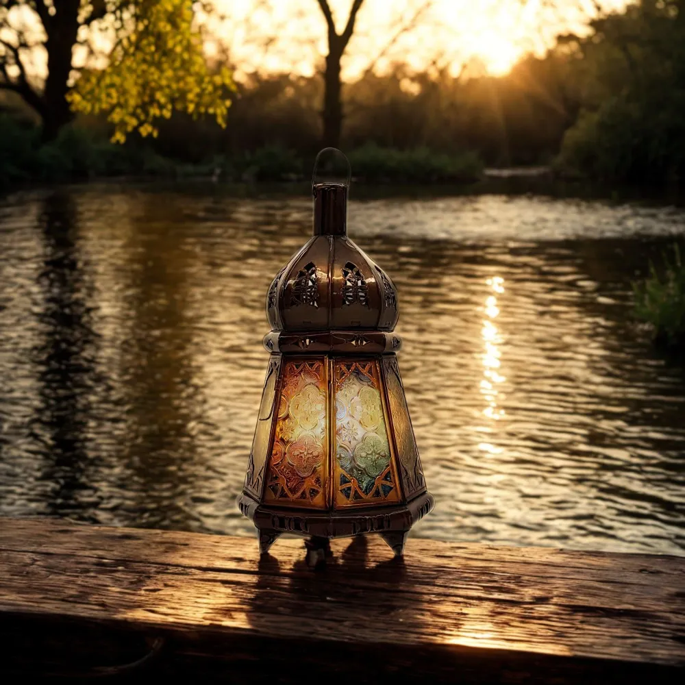 Arabische achthoekige glazen lantaarn MS2 33x17ø