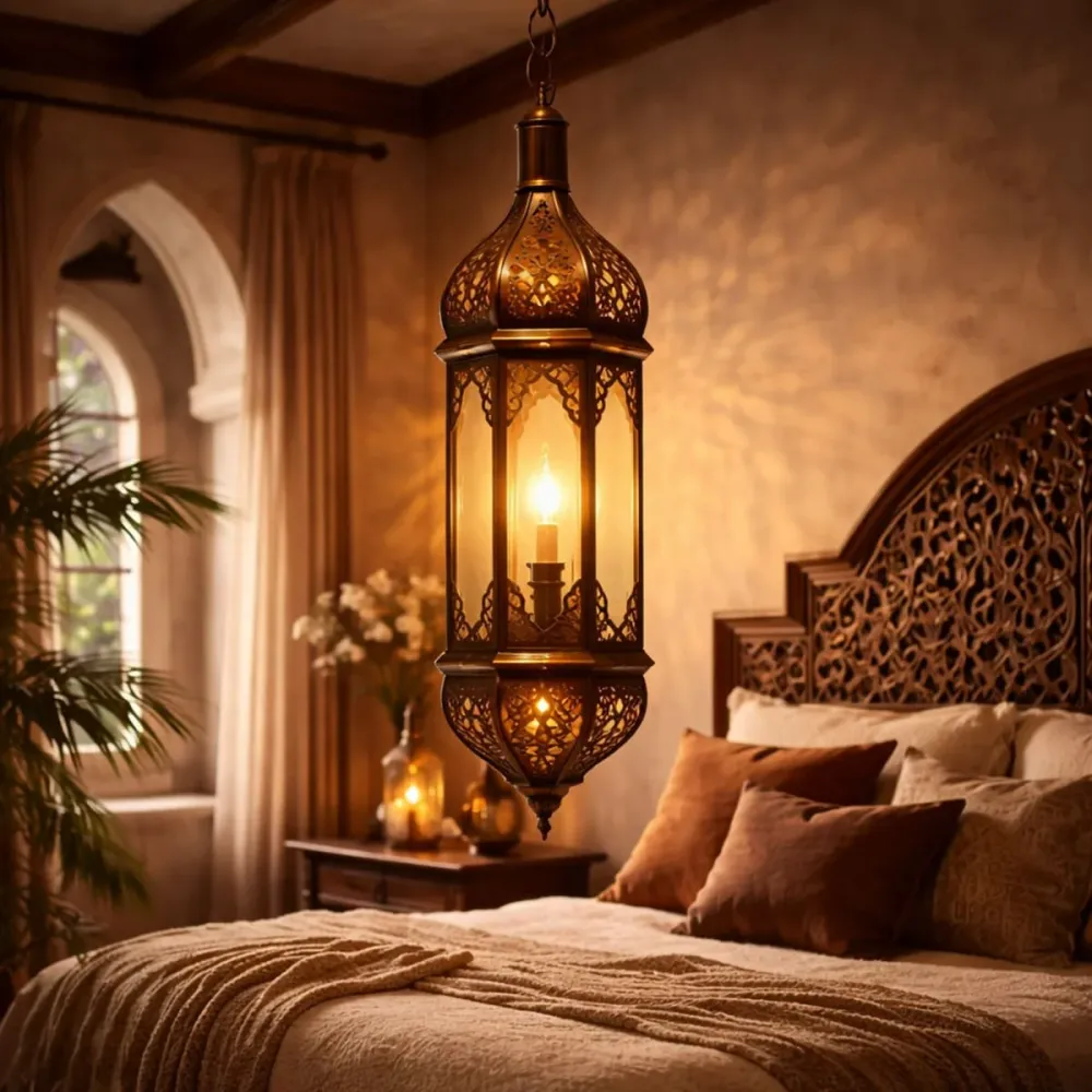 Arabische hanglamp transparant glas A4T 65cm