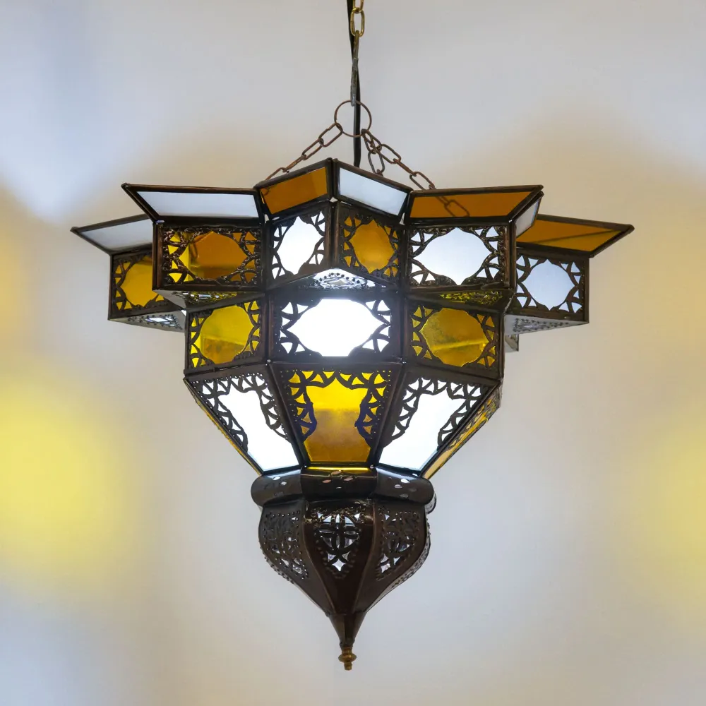 Arabische plafondlamp tweekleurig glas F4 37x28