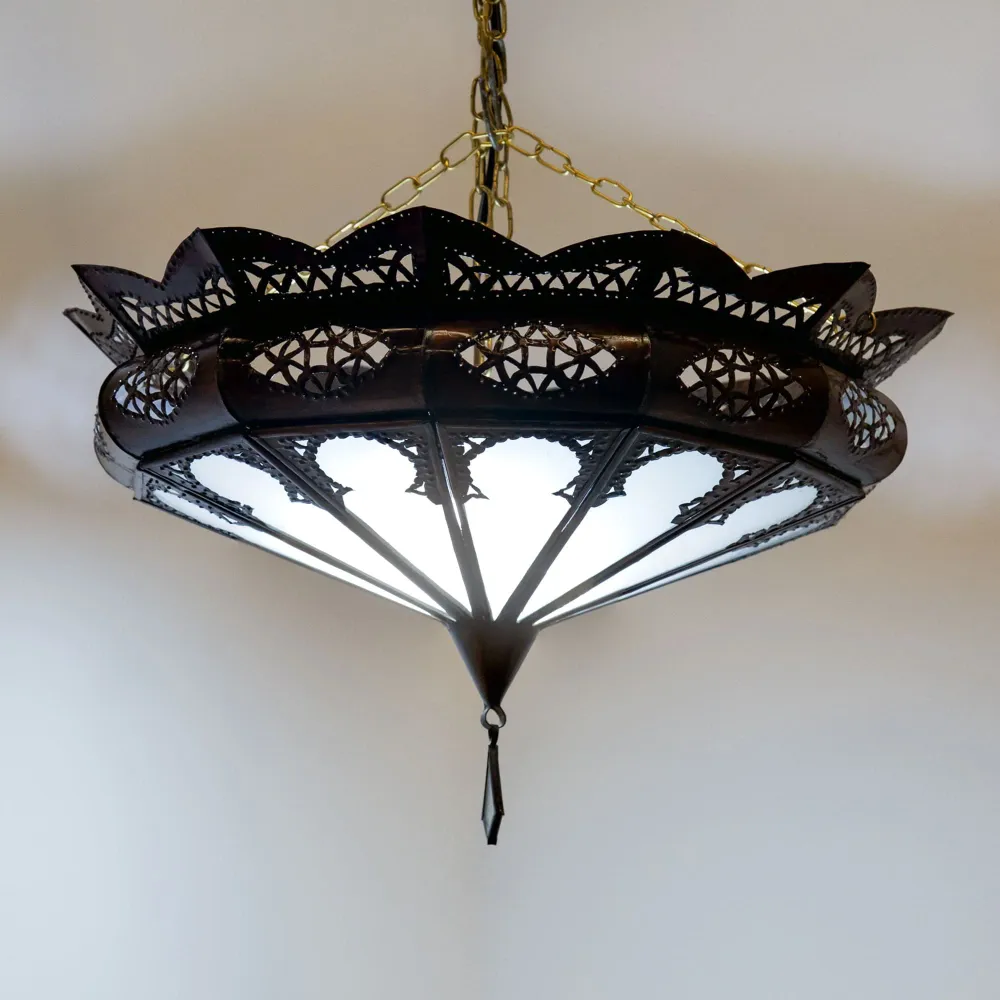 Arabische plafondlamp wit glas A16 39x17