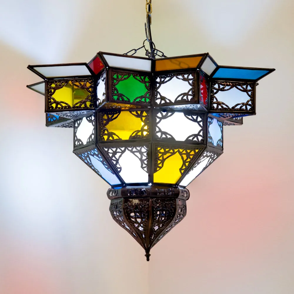 Arabische veelkleurige glazen plafondlamp F4B 37x28