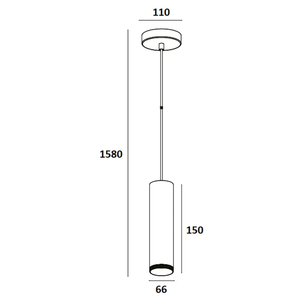 Artdelight hanglamp Milano - 1 lichts - 6.6 x 150 cm - wit