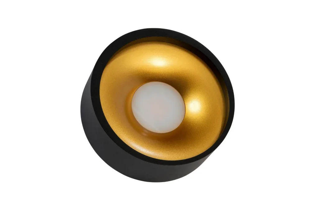Artdelight plafondlamp Orlando - 1 lichts - 14 x 5 cm - zwart - goud
