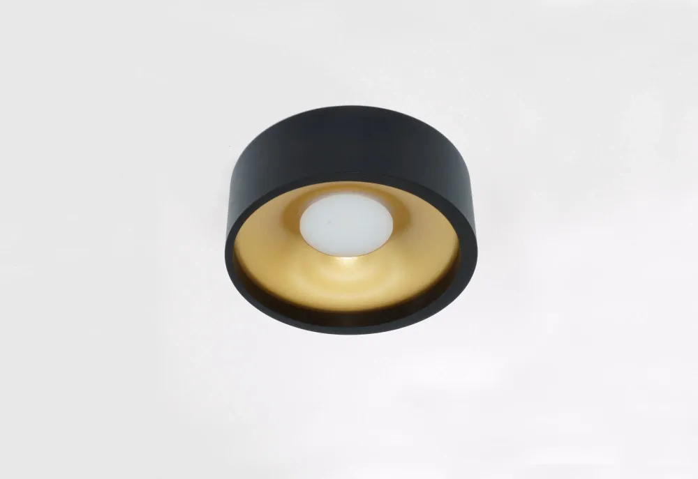 Artdelight plafondlamp Orlando - 1 lichts - 14 x 5 cm - zwart - goud