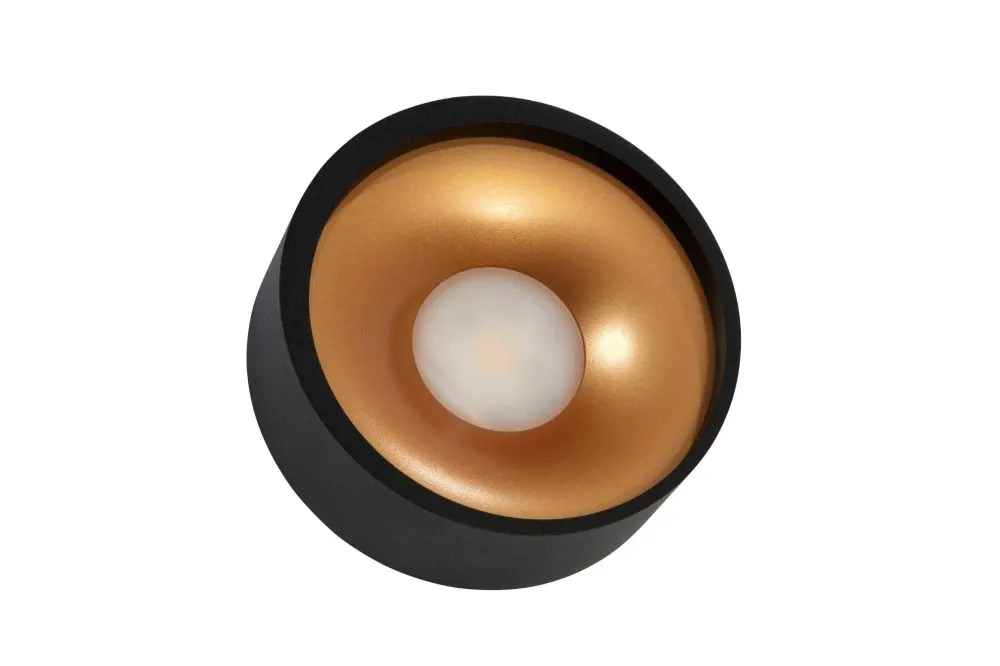 Artdelight plafondlamp Orlando - 1 lichts - 14 x 5 cm - zwart - goud