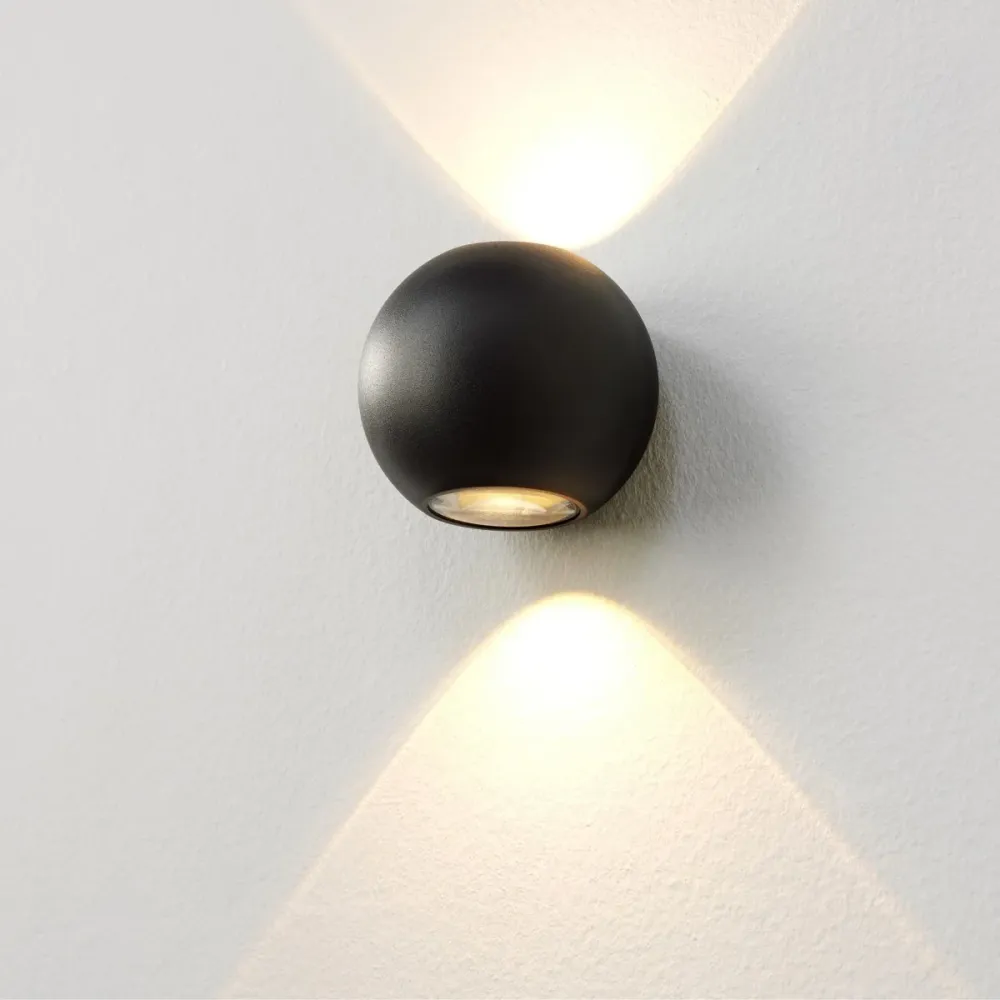Artdelight wandlamp Denver - 2 lichts - 8.8 x 10 cm - zwart