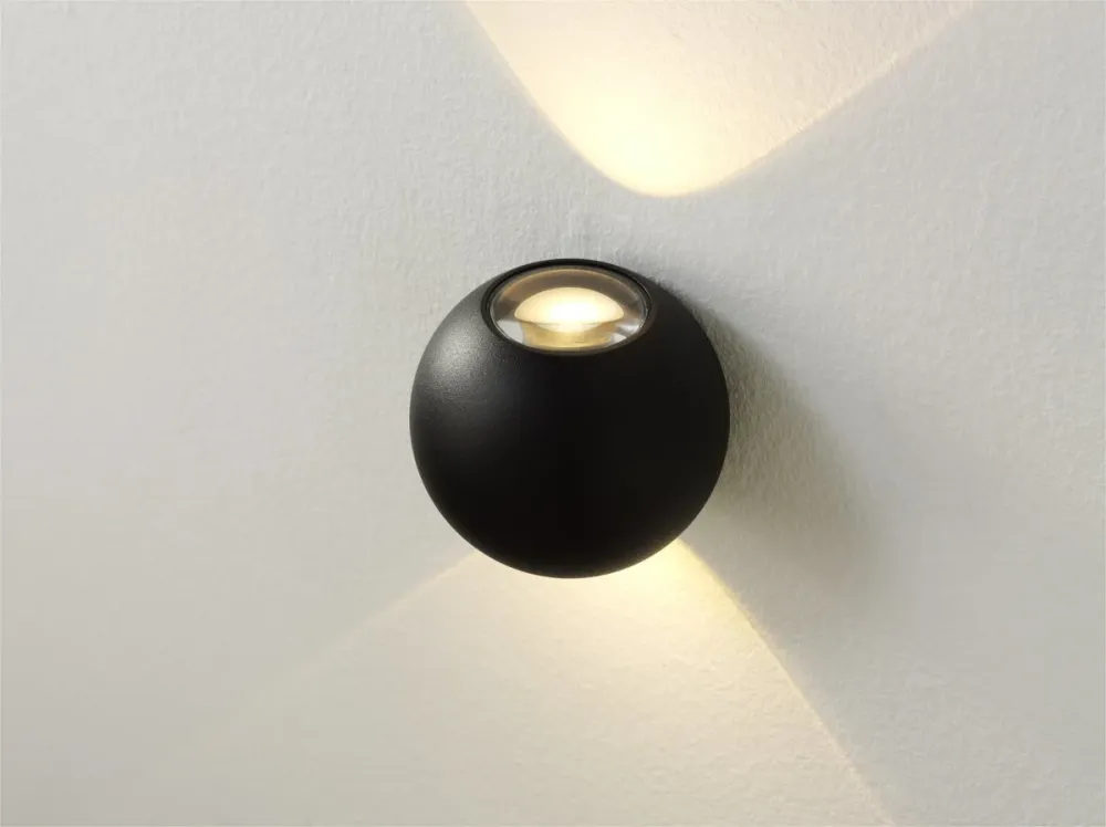 Artdelight wandlamp Denver - 2 lichts - 8.8 x 10 cm - zwart