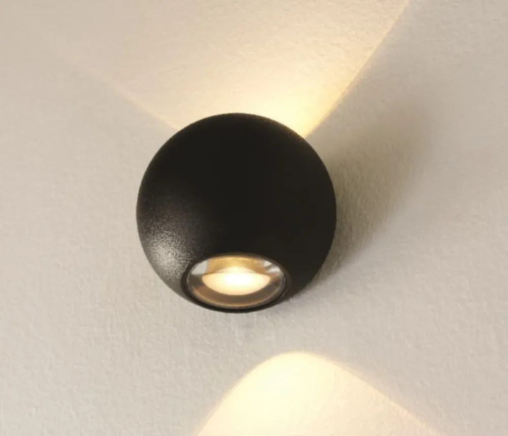 Artdelight wandlamp Denver - 2 lichts - 8.8 x 10 cm - zwart