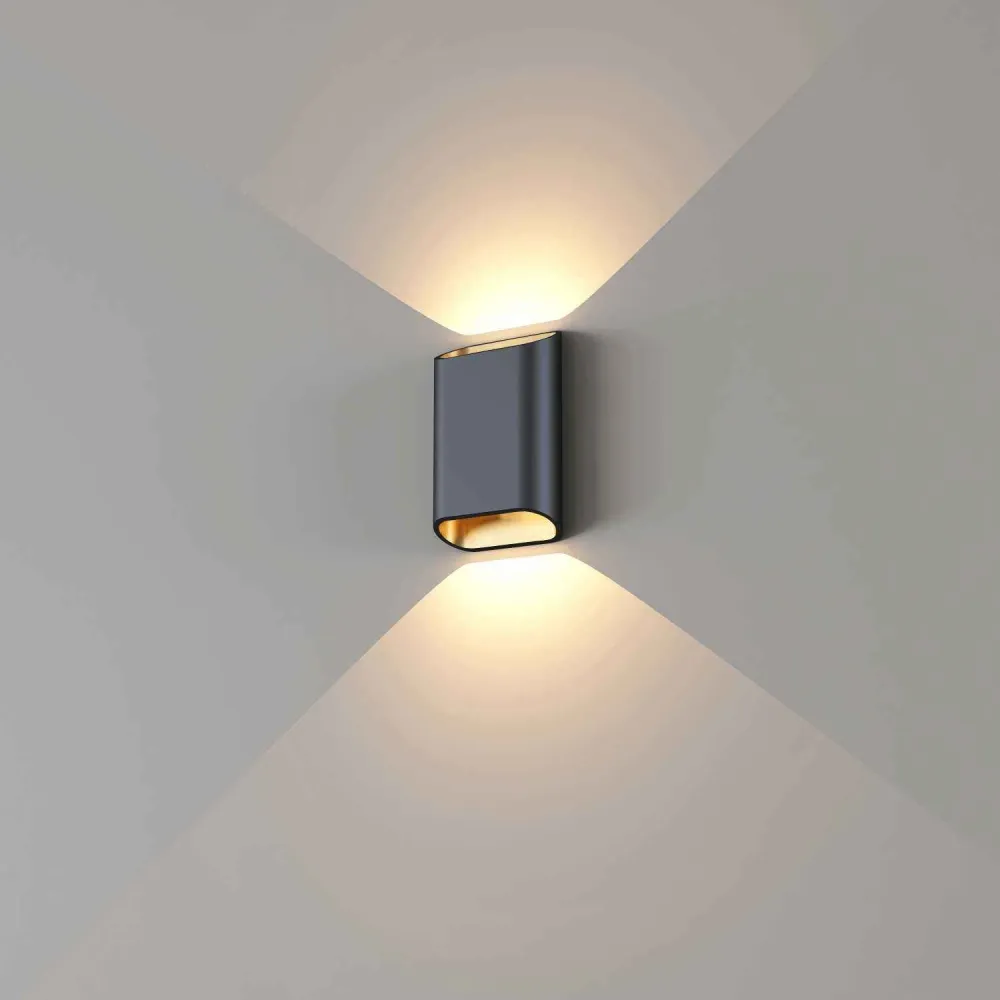 Artdelight wandlamp Diaz - 2 lichts - 4 x 15 cm - zwart goud