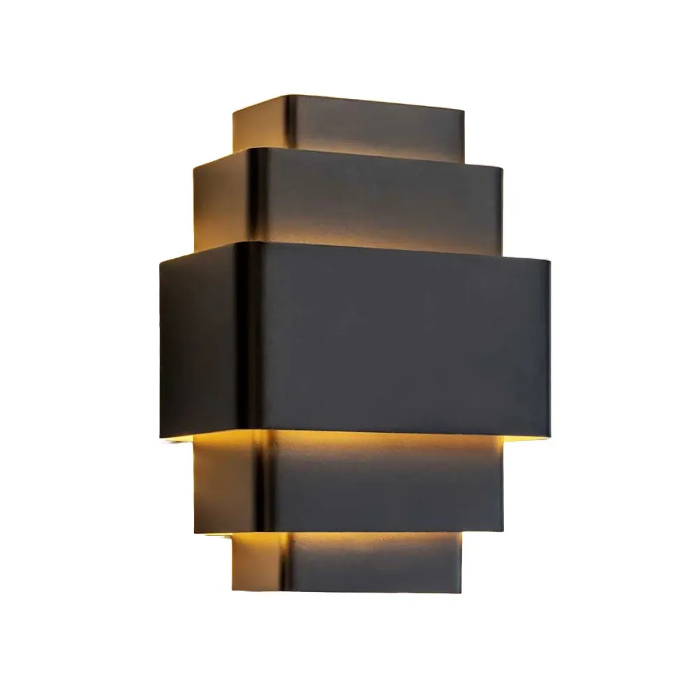 Artdelight wandlamp Layers - 3 lichts - 12 x 28 cm - zwart goud