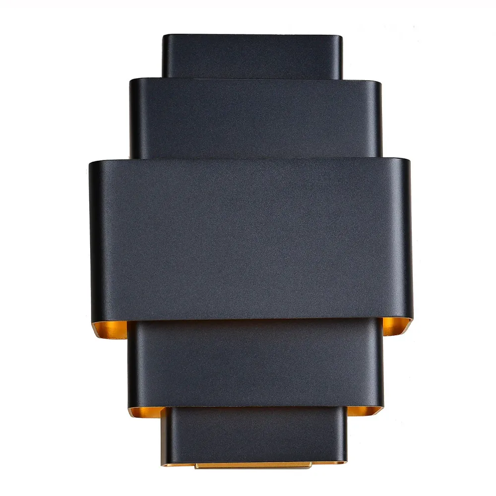 Artdelight wandlamp Layers - 3 lichts - 12 x 28 cm - zwart goud