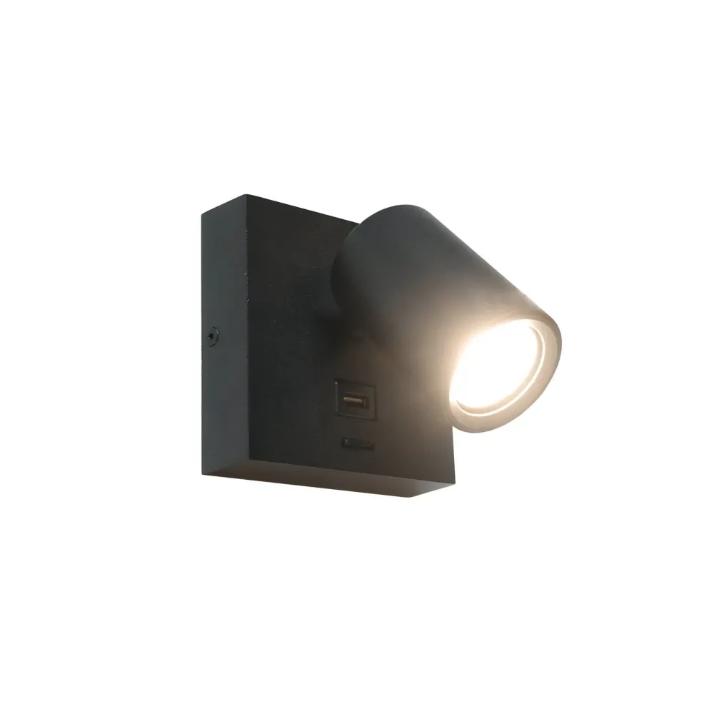 Artdelight wandlamp Master - 1 lichts - 13 x 11.5 cm - zwart