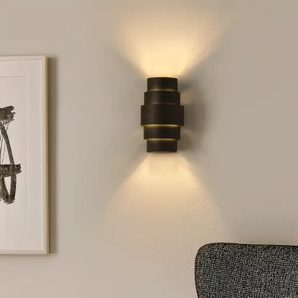 Artdelight wandlamp Rolls - 2 lichts - 13 x 22 cm - zwart goud