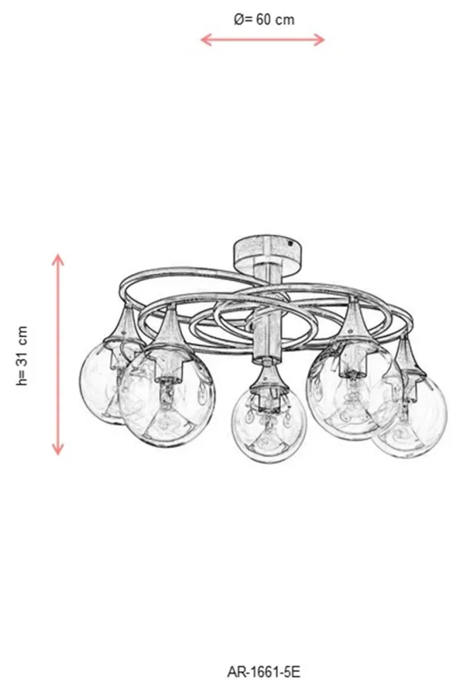 Plafondlamp Darnall 5-lichts Asir Group