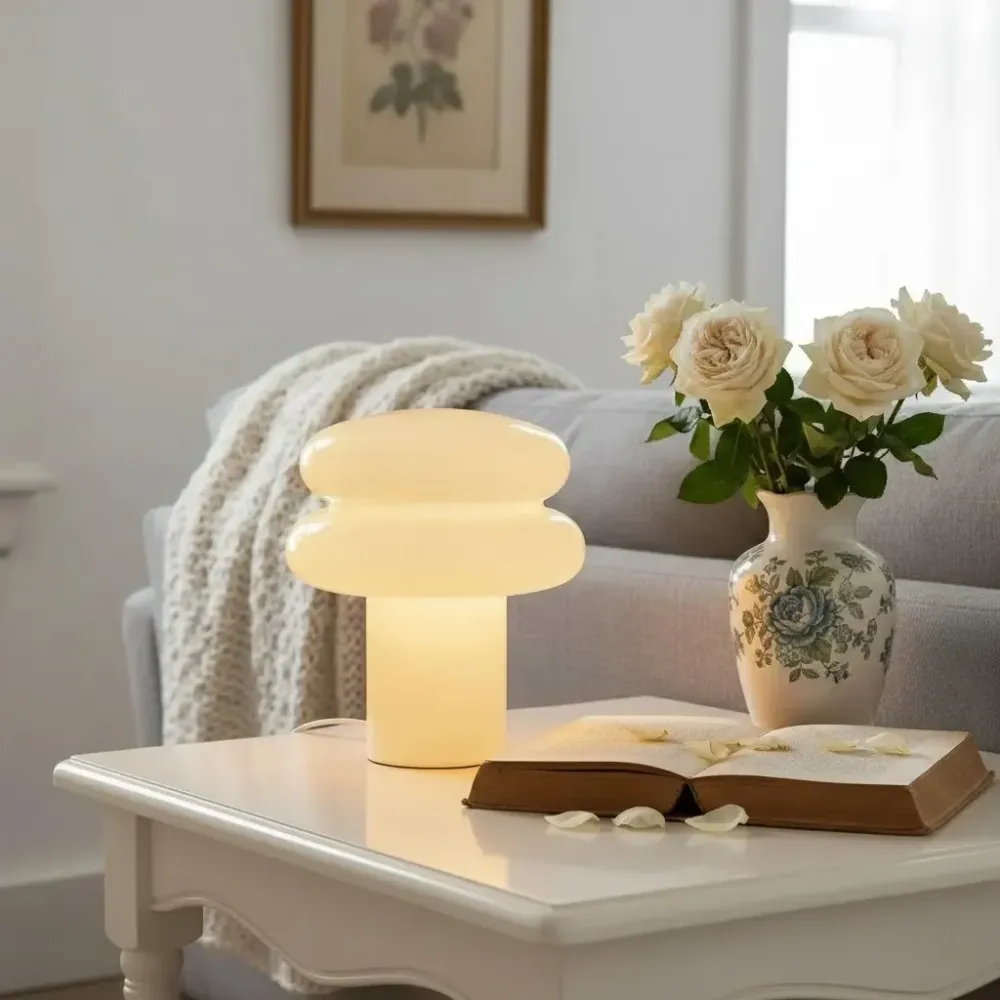 Bruno Bauhaus Paddestoel Opal Glas Tafellamp At Ease Home Life