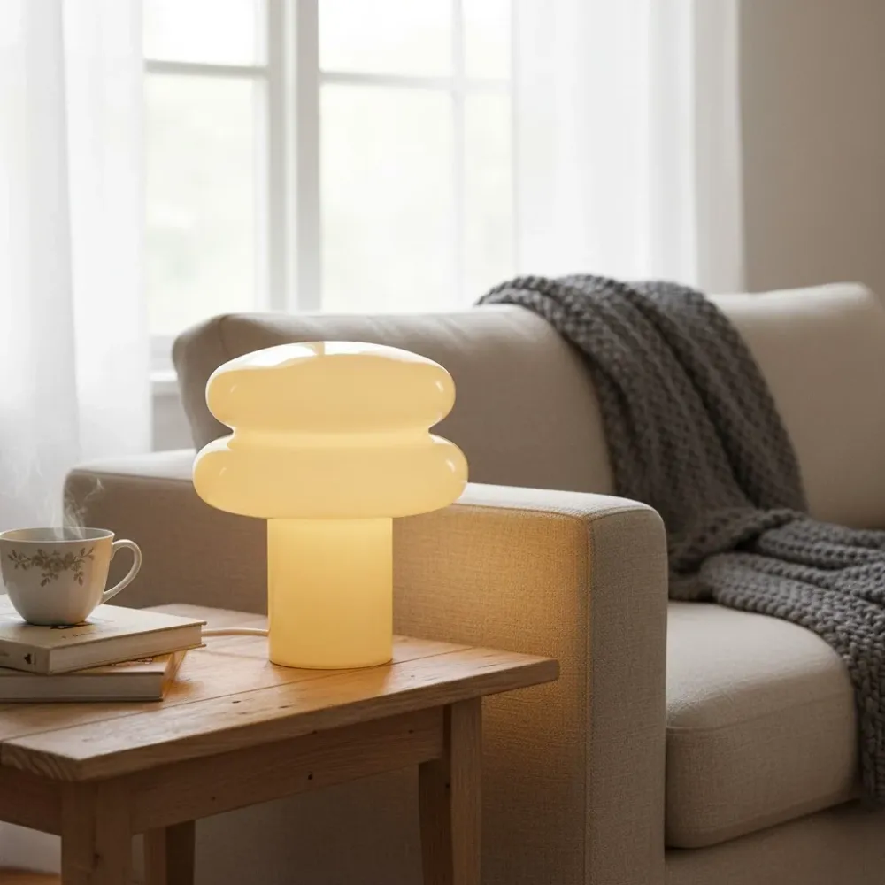 Bruno Bauhaus Paddestoel Opal Glas Tafellamp At Ease Home Life