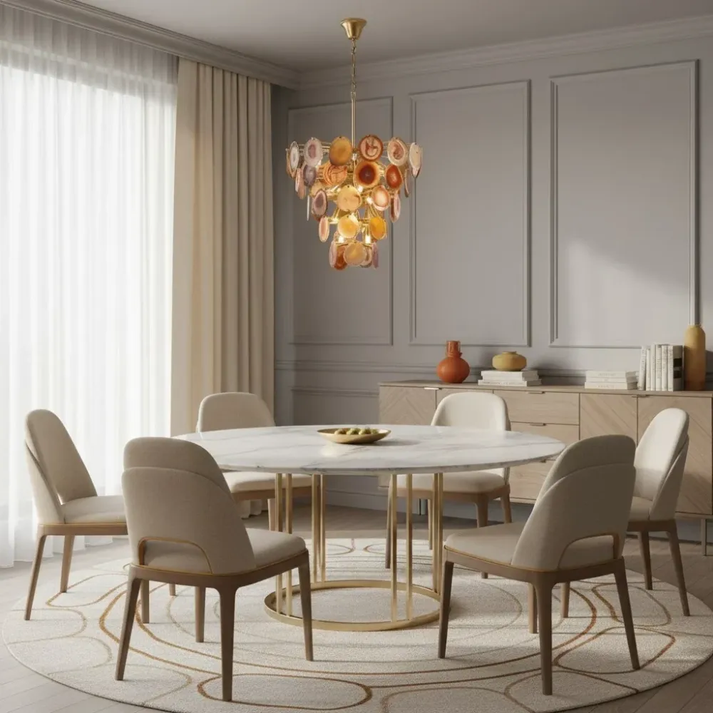Cerys kleurrijke stijlvolle agaat hanglamp Blauw At Ease Home Life