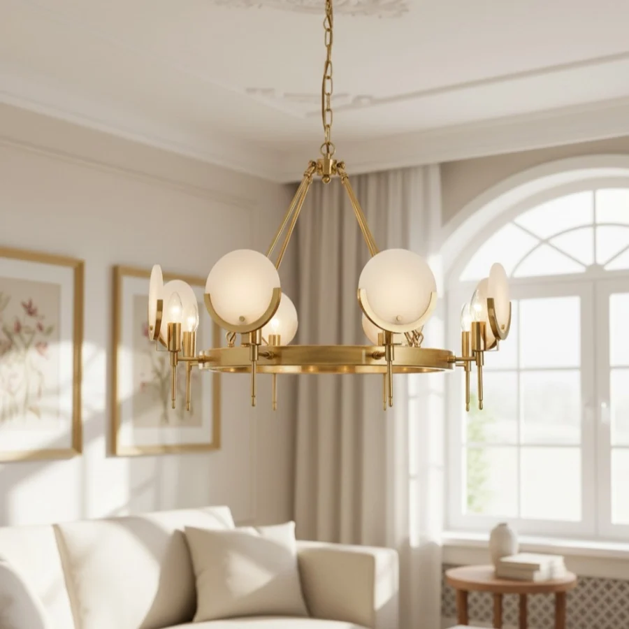 Ellery Moderne Klassieke Marmeren Schijf Kroonluchter At Ease Home Life