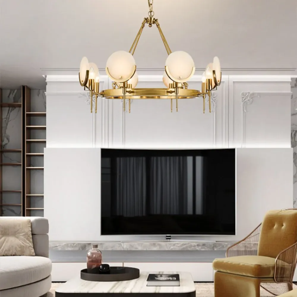 Ellery Moderne Klassieke Marmeren Schijf Kroonluchter At Ease Home Life