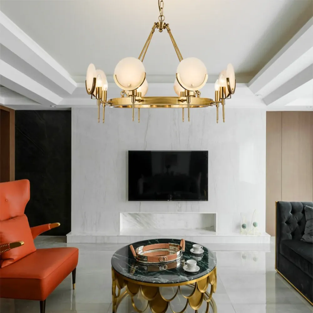 Ellery Moderne Klassieke Marmeren Schijf Kroonluchter At Ease Home Life