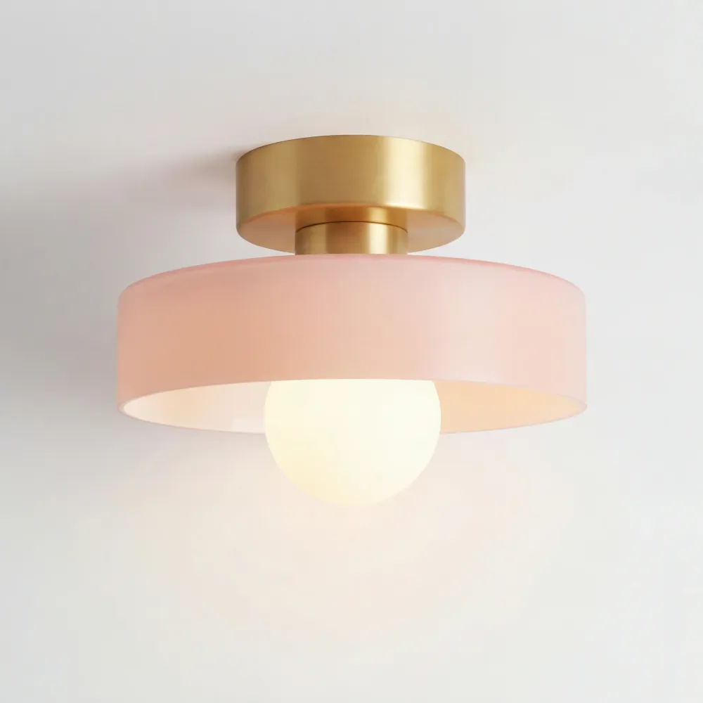 Ezra Moderne Glas--Lood Bol Schijf Plafondlamp Oranje At Ease Home Life