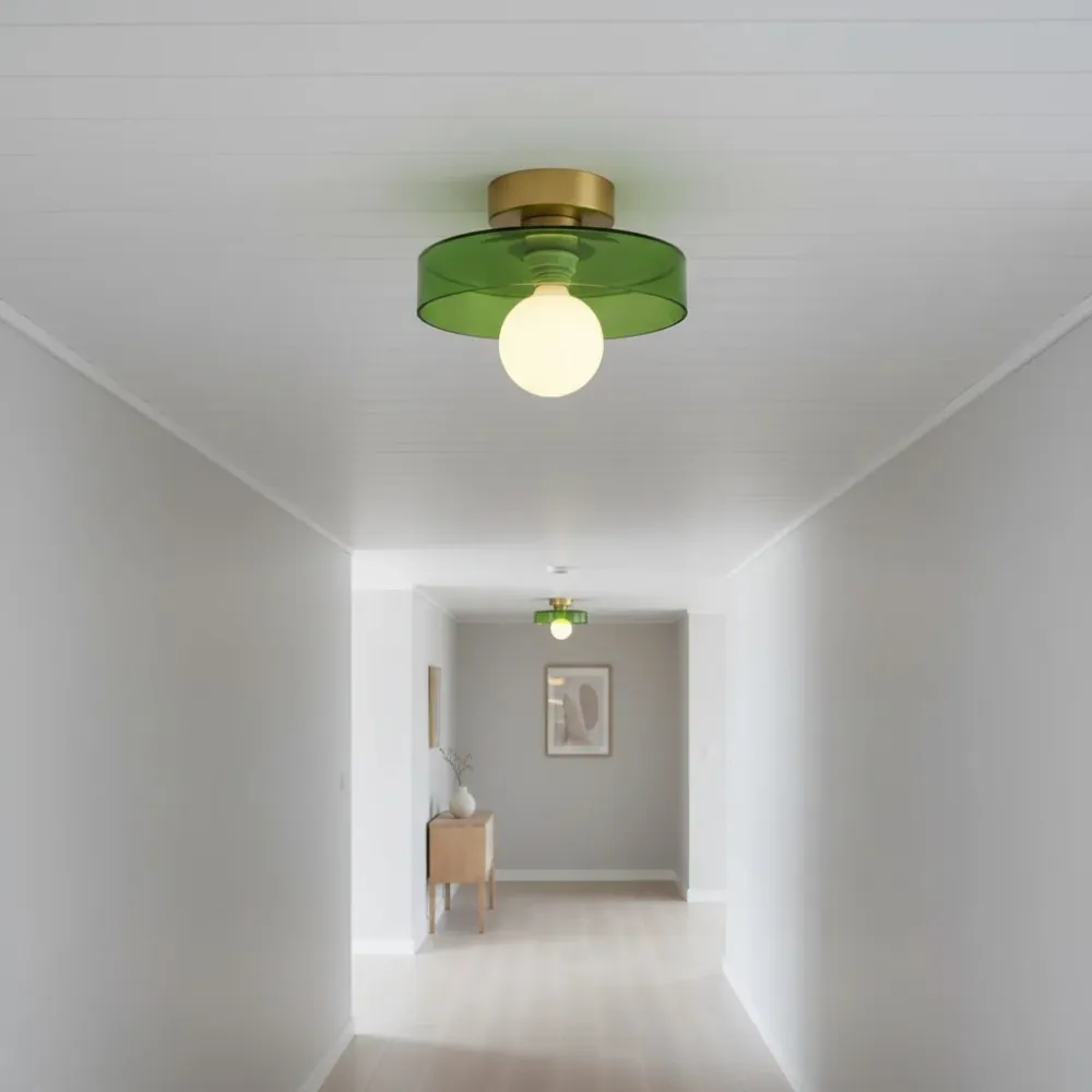 Ezra Moderne Glas--Lood Bol Schijf Plafondlamp Oranje At Ease Home Life