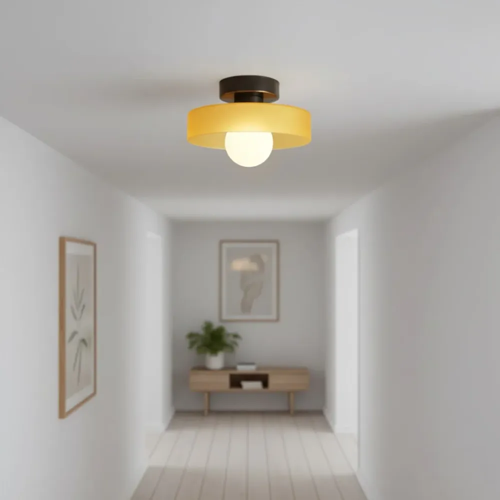 Ezra Moderne Glas--Lood Bol Schijf Plafondlamp Oranje At Ease Home Life