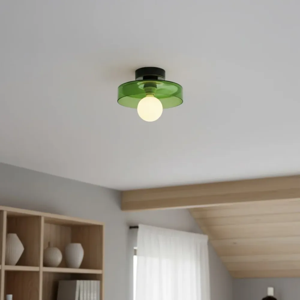 Ezra Moderne Glas--Lood Bol Schijf Plafondlamp Oranje At Ease Home Life