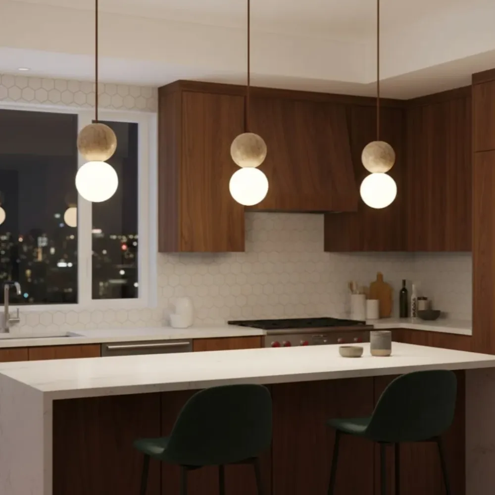 Fiora natuurlijke travertijn globe hanglamp At Ease Home Life