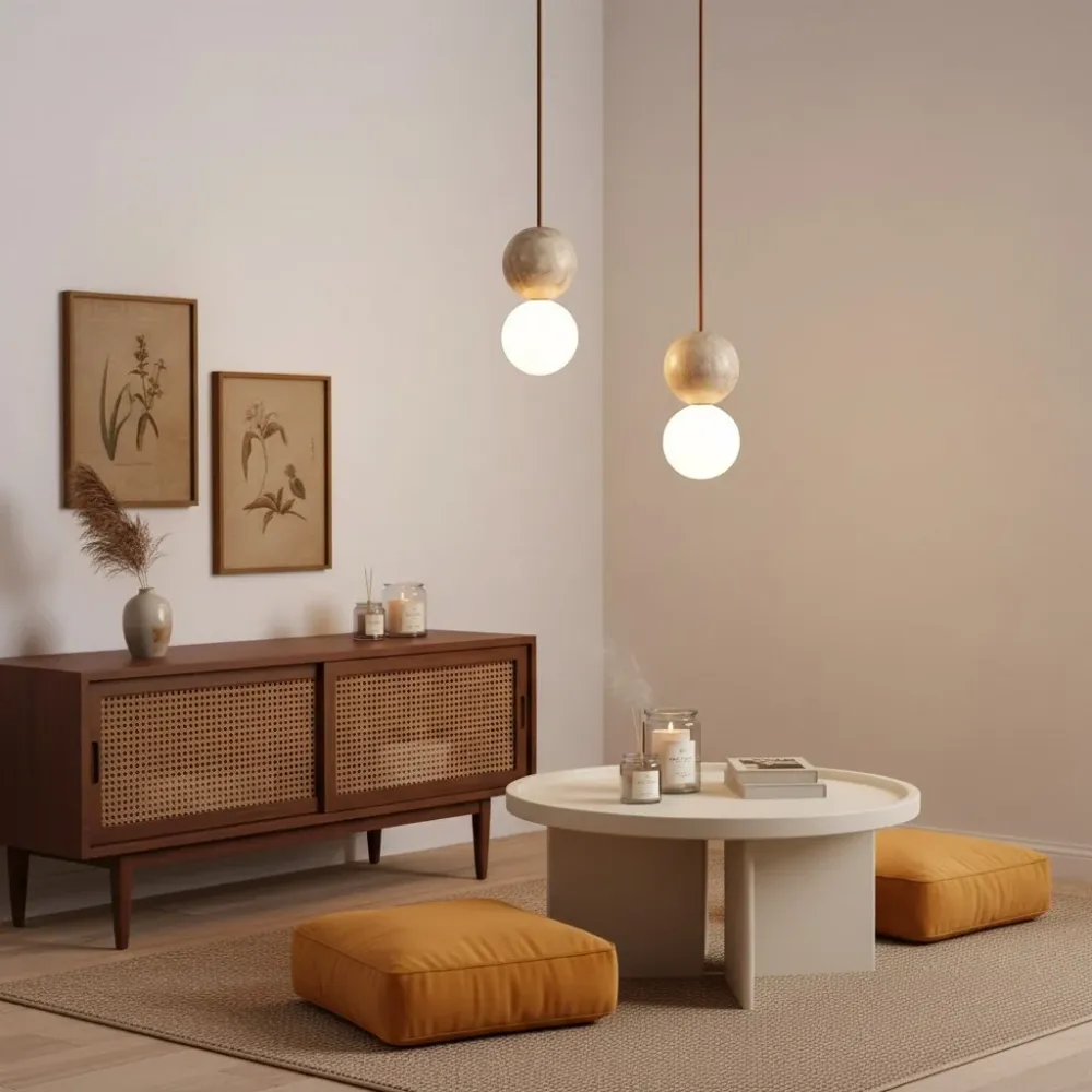 Fiora natuurlijke travertijn globe hanglamp At Ease Home Life