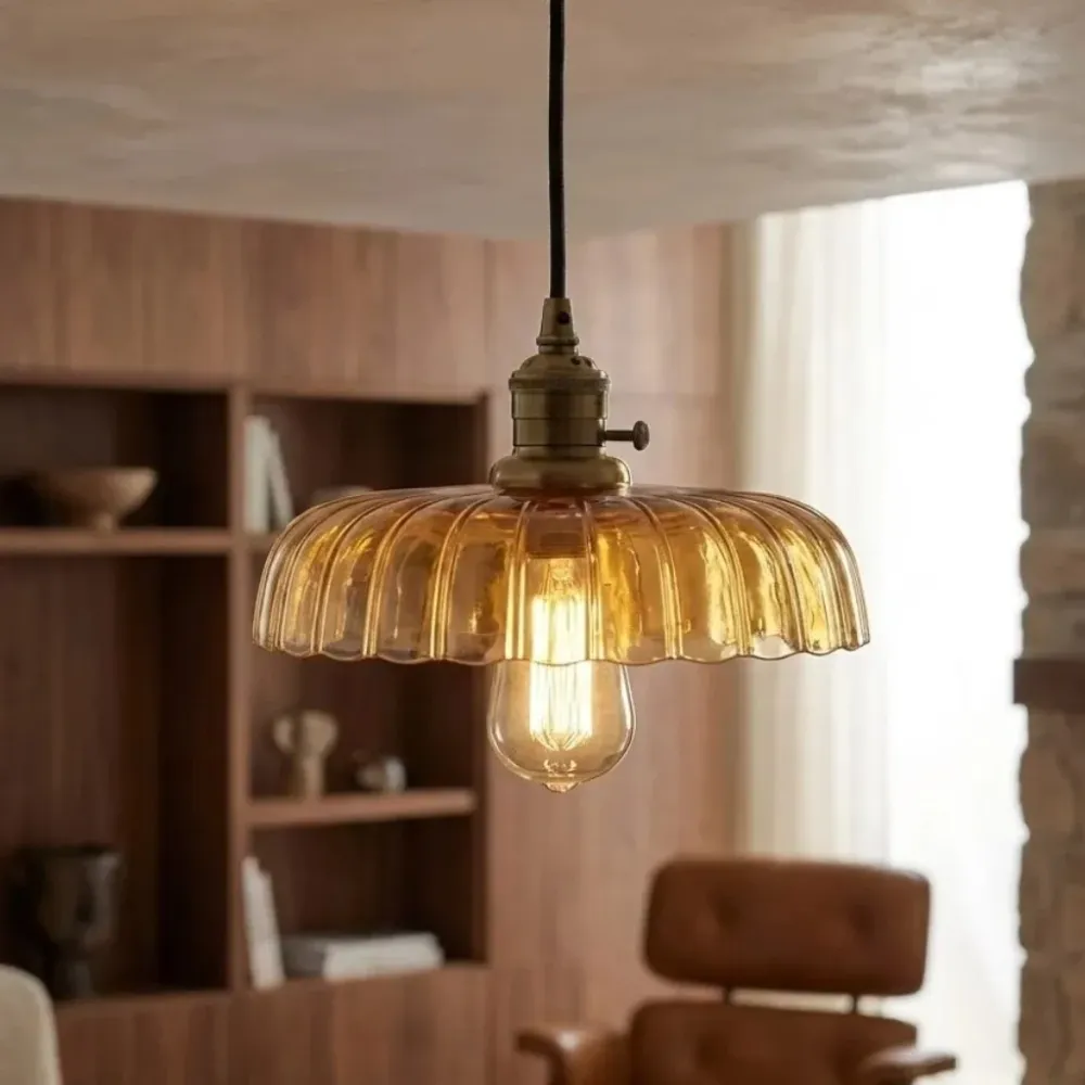Lurdes antieke bloemen glazen hanglamp Amber At Ease Home Life