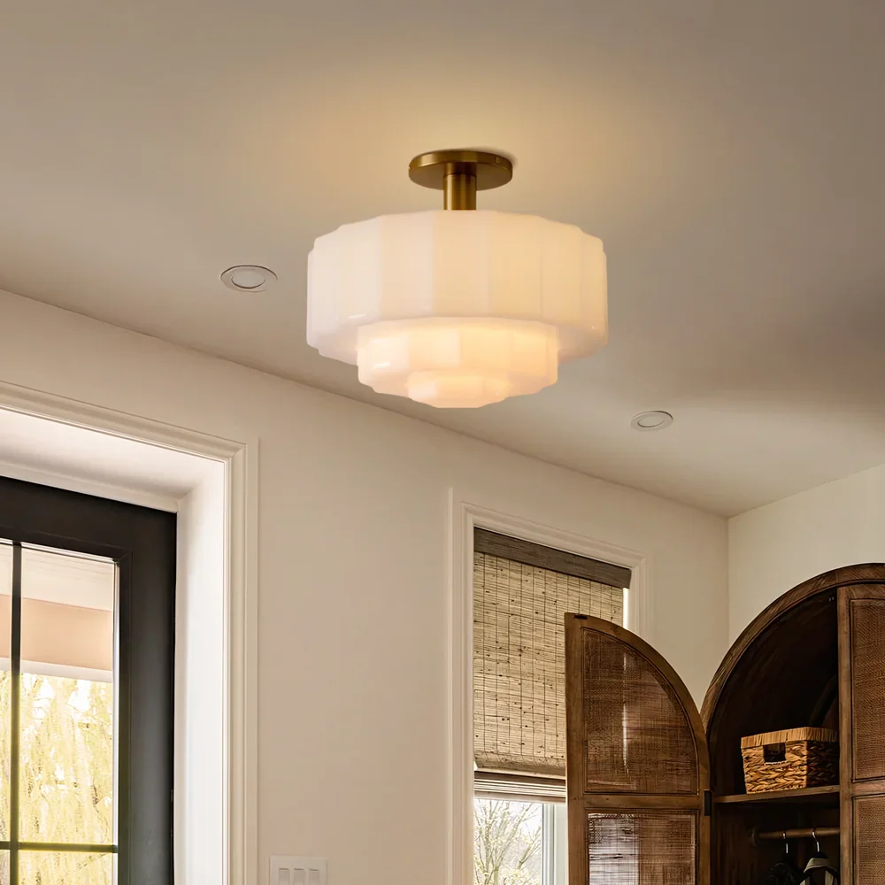 Marceline Minimalistische Gelaagde Melkglas Plafondlamp At Ease Home Life